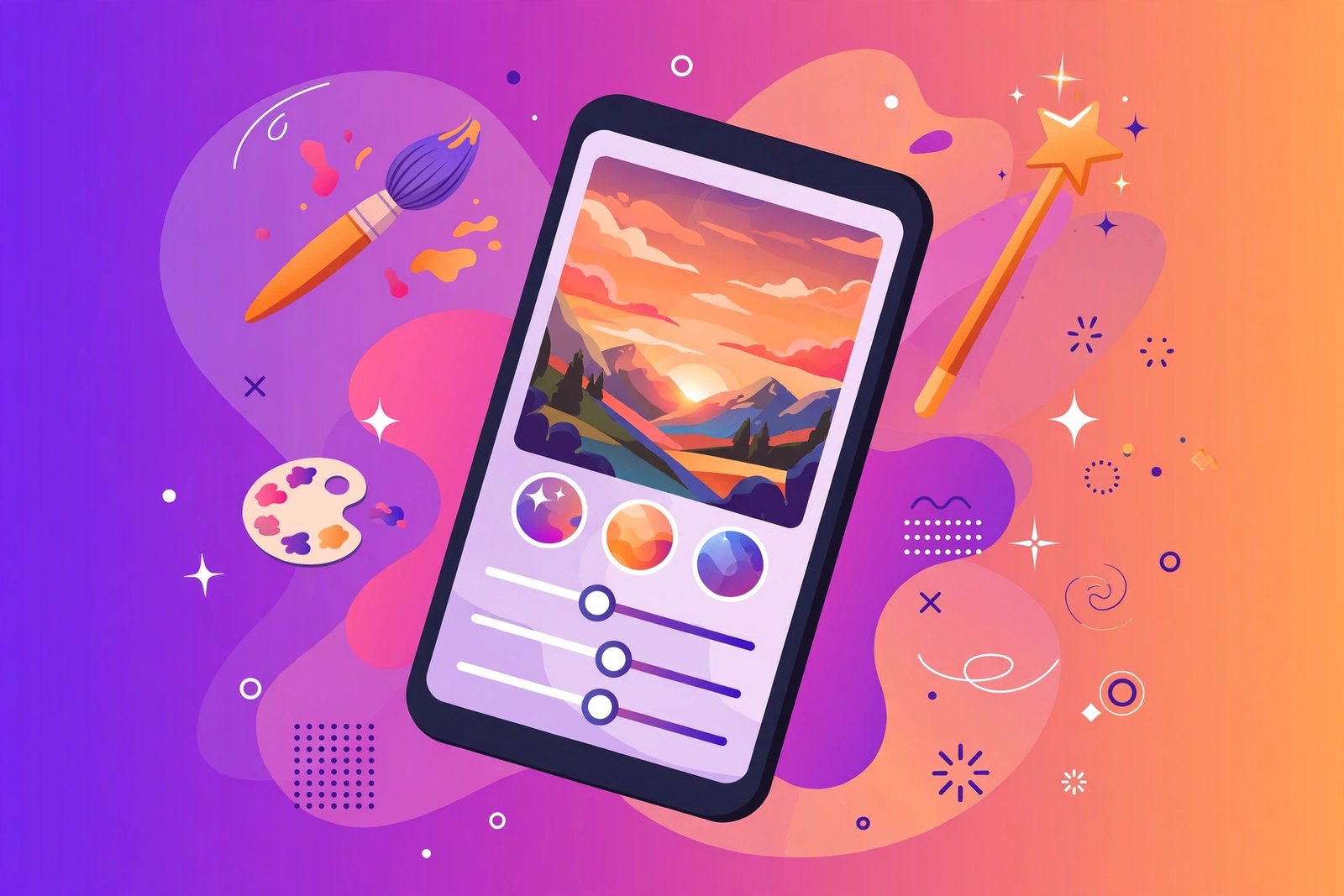 Person editing a photo on a smartphone with a photo editing app